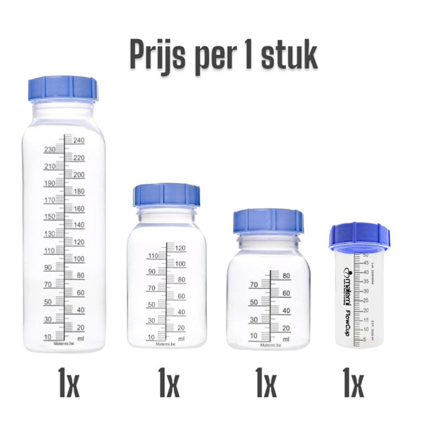 Materni (Home) herbruikbare moedermelk bewaarflesjes inc. dop t.b.v. borstvoeding (50, 80, 120 of 240 ml) Per 1 Stuk