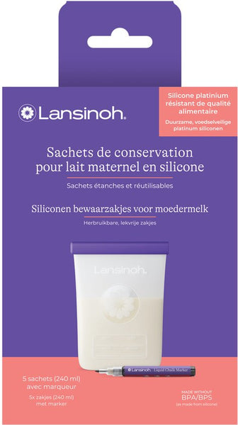 Lansinoh Siliconen bewaarzakjes voor moedermelk - 5 stuks