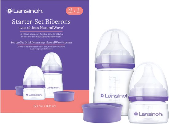 Starter-Set pasgeborenen Drinkflessen met NaturalWave® - spenen - 60ml + 160ml