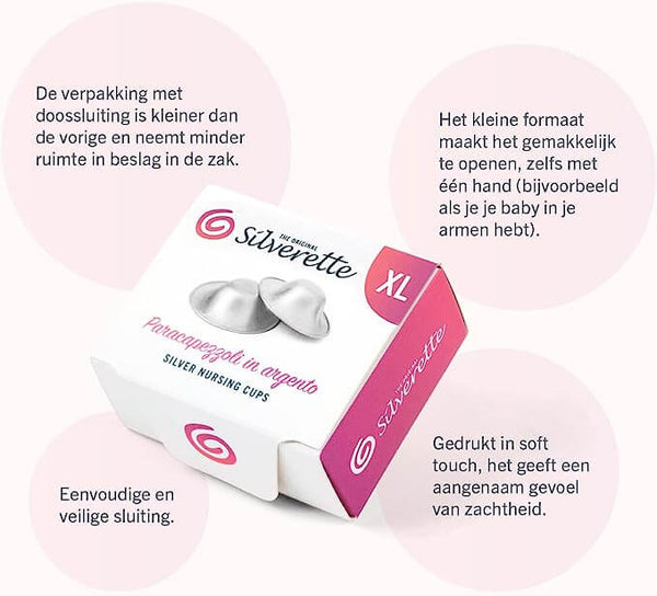 Silverette | zilveren tepelkapjes | maat XL | 925 Zilver | tepelbescherming | nursing cups