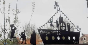 Sinterklaas Stoomboot raamfolie herbruikbaar